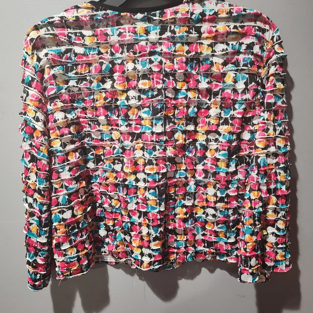 Multicolor Ruffled Cropped Statement Jacket 14/L - Picture 6 of 6